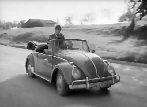 Werner Enke, Heinz Klopp und Horst Söhnlein unterwegs im VW Käfer Cabrio